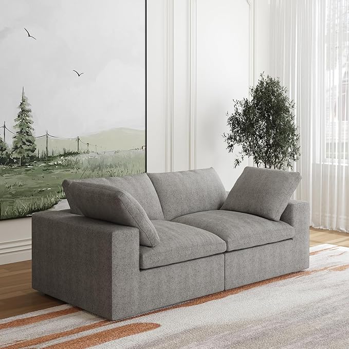 JACH Modular Sectional Couch, Love Seat Sofas, Modern Convertible Cloud Couch, Cushion Covers Removable, Comfy Sectional Sofa for Living Room Apartment (Grey)