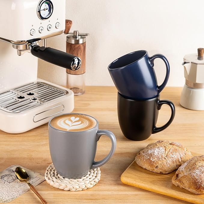 GBHOME 16oz Coffee Mugs Set of 6, Large Ceramic Coffee Mugs for Man, Woman, Dad, Mom, Modern Coffee Mugs Set with handle for Tea/Latte/Cappuccino/Milk/Cocoa. Dishwasher&Microwave Safe,Multi-Color