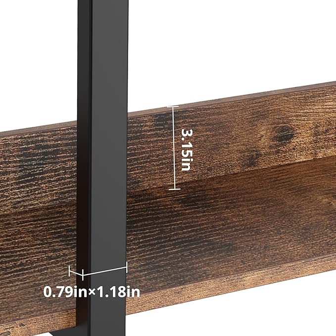 IRONCK Bookcase and Bookshelves Triple Wide 5 Tiers Large Open Shelves, Etagere Book Shelf with Back Fence for Home Office Decor, Easy Assembly, Vintage Brown