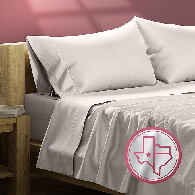 TEXAS LINEN CO. 800 TC Egyptian Cotton Sheets - 4 Piece Beige Color King Size Cooling Sheet for Hot Sleepers, Luxury Egyptian Cotton Bed Sheet Set, Hotel Sheets, Fits Mattress Upto 18'' DEEP Pocket