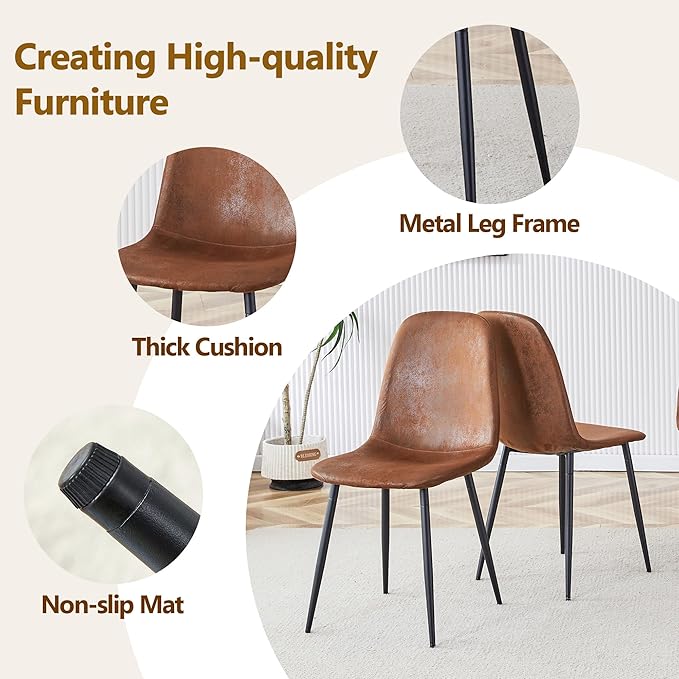 Dining Table Set for 6，Dinner Table Set for 6，71'' Kitchen Table and PU Leather Chairs Set of 6，6 Chair Dining Table Set for Kitchen Dining Room