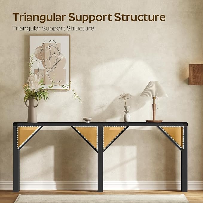 Console Table, 70.8" Long Behind Couch Sofa Table, Entryway Table, Farmhouse Console Table for Narrow Spaces, Hallway, Living Room, Black CT31BB