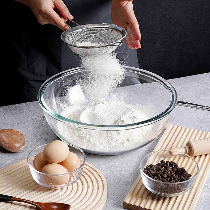 NUTRIUPS 6.4QT Large Glass Mixing Bowl, Large Salad Bowls, Big Glass Bowls for Sourdough, Salad and Storage, Dishwasher, Microwave and Freezer Safe