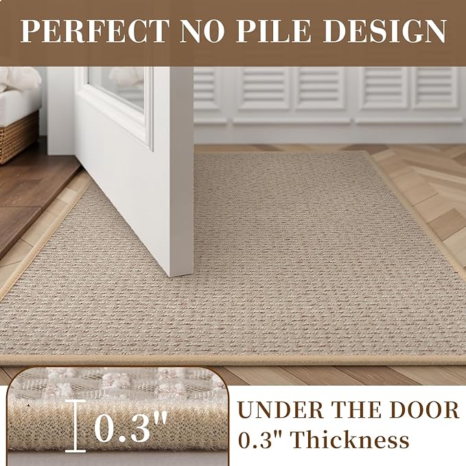 RESARE Non Slip Bath Mat - Machine Washable Bathroom Rug, Super Absorbent Quick Dry Bath Mat, Bath Rug Ultra Soft Rug for Bathroom Floor, 17"x24" Beige