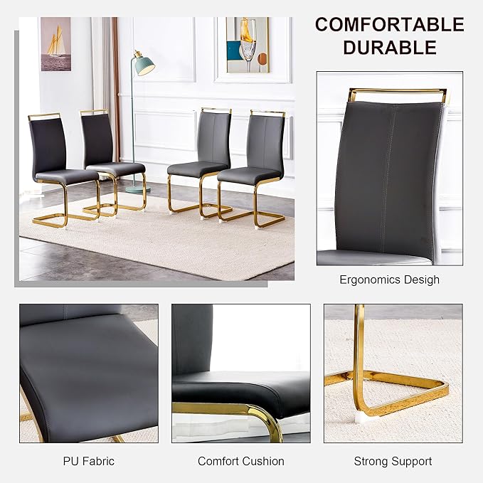 Dining Table Set for 8, Kitchen Table Chairs Set of 8, Modern Dining Room Set with 71 inch Marble Dinner Table PU Leather Upholstered Chairs for Dining Room Kitchen