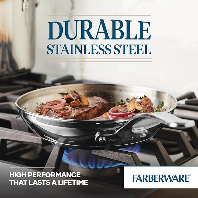 Farberware Millennium Stainless Steel Cookware Pots and Pans Set, 10 Piece