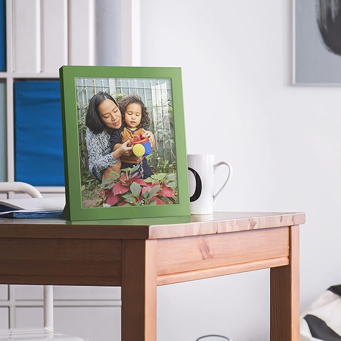 Renditions Gallery 8x10 inch Picture Frame High-end Modern Style, Made of Solid Wood and High Definition Glass Ready for Wall and Tabletop Photo Display, Green Frame