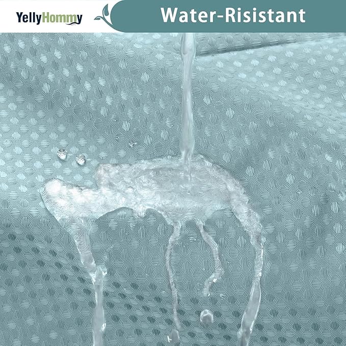 YellyHommy No Hook Shower Curtain with Snap in Liner Set Less Waffle Shower Curtain for Bathroom (Cyan, 81" L x 72" W)