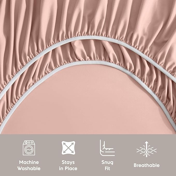 Nestl Full Sheet Set - Luxury 1800 Ultra-Soft Microfiber Full Bed Sheets - Double Brushed - Deep Pockets - Easy Fit - 4 Piece Set - Bedding Sheets & Pillowcases (Full, Peach Beige)