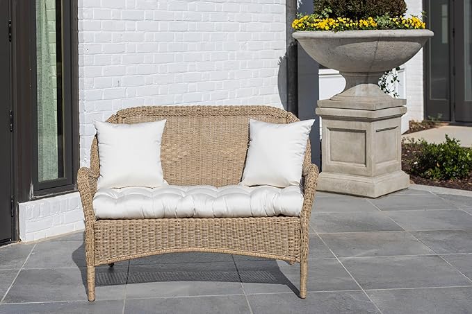 RSH DECOR: Sunbrella Square Throw Pillows Set of 4 | 20" x 20" | Water and Fade-Resistant Performance Fabric | Outdoor Pillow Covers with Down-Alternative Inserts | Canvas White