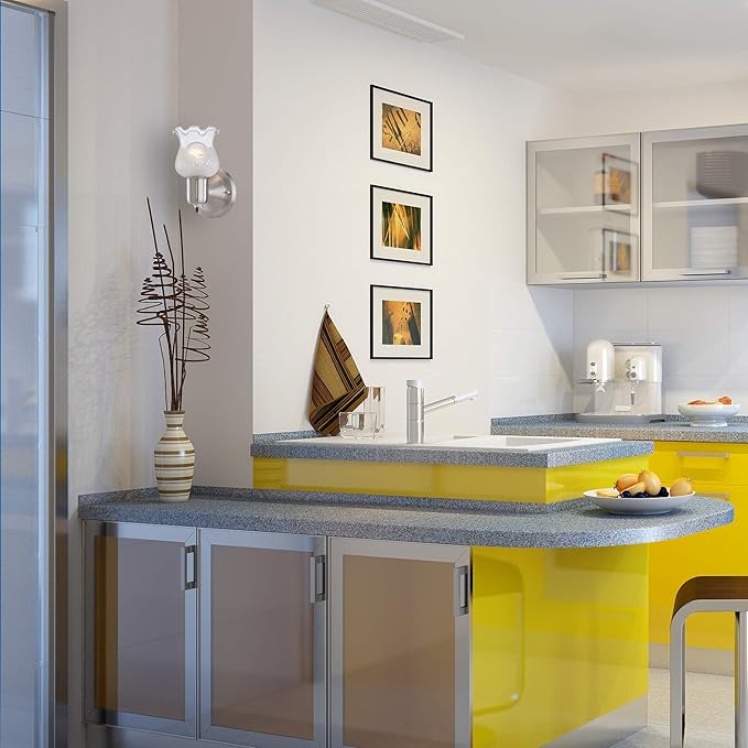 GRUENLICH Wall Sconce, Modern Vanity Light, for Bathroom, Bedroom, Sitting Room, with ON/Off Switch, E26 Base 60W Max, Metal Housing with Glass, Nickel Finish, 1-Pack