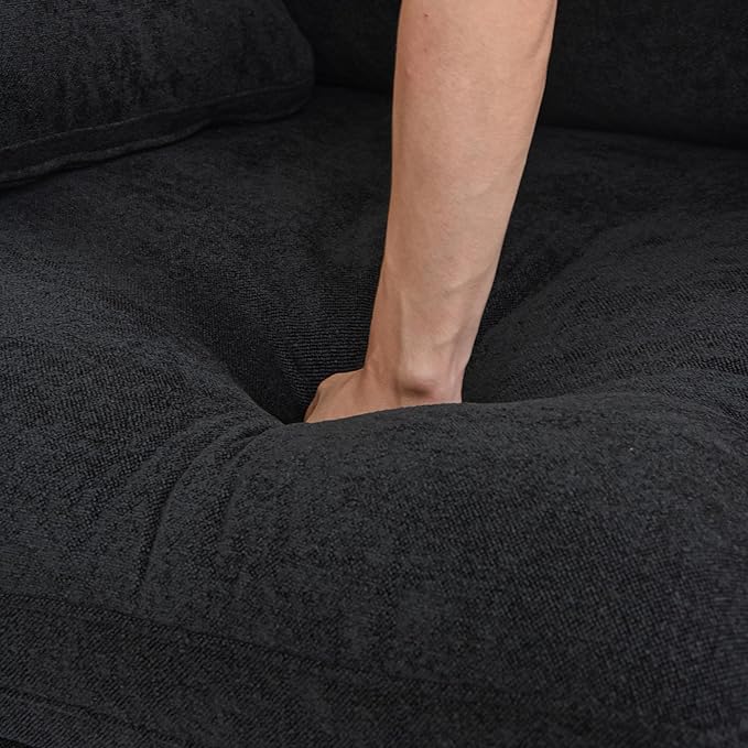 JACH V Shape Couch Sectional for Living Room, Modular Convertible Sofa, Couch Cushion Covers Removable, Cloud Sofas with Chaise Ottoman for Living Room, Bedroom, Apartment (Black)