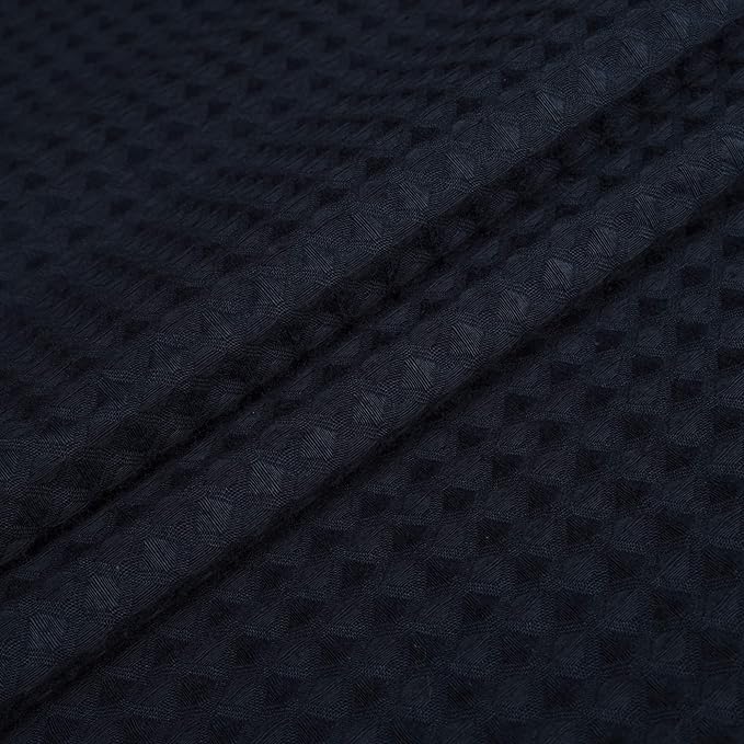 River Dream Navy Blue Fabric Shower Curtain Set, Cotton Blend, Waffle Weave, with Snap in Replacement Liner，54 x 80inches