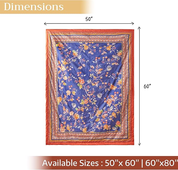 Maison d' Hermine Throw Blanket for Couch Lightweight Soft Warm Breathable Cotton Throw Blankets for Bed Girls Boys Women Men Gifts Sofa Travel Living Room Chair Bedding (50"x60", Kelim)