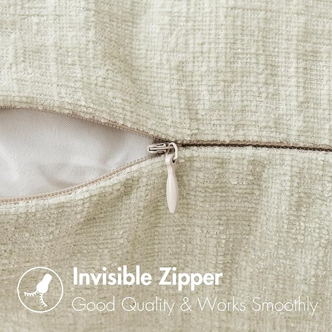 MIULEE Pack of 2 Cream Throw Pillow Covers 16x16 Inch Soft Chenille Pillow Covers for Sofa Living Room Couch Solid Dyed Cases