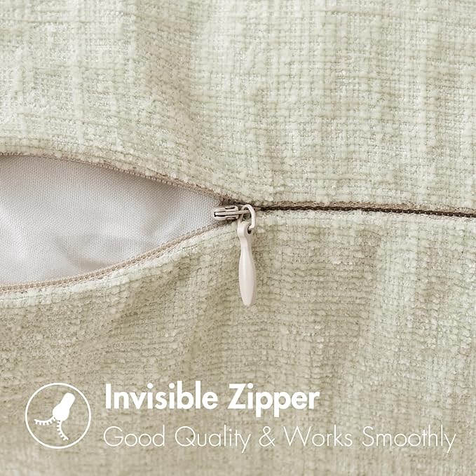 MIULEE Pack of 2 Cream Throw Pillow Covers 12x20 Inch Soft Chenille Pillow Covers for Sofa Living Room Couch Solid Dyed Cases