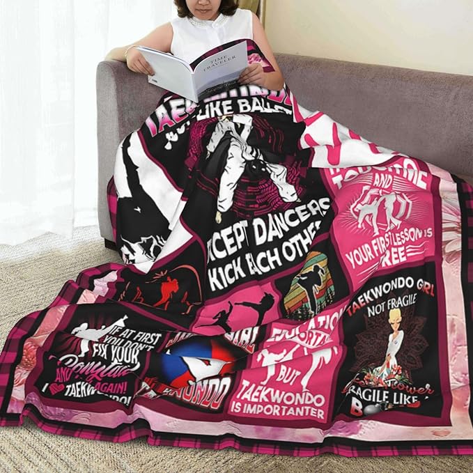 Taekwondo Blanket Taekwondo Throw Blanket Soft Fleece Flannel Tae Kwon Do Bedding Kickboxing Judo Gifts for Women Girls Lovers Adults Stuff Plush for Couch Sofa Bed Room Decor 40"X50"