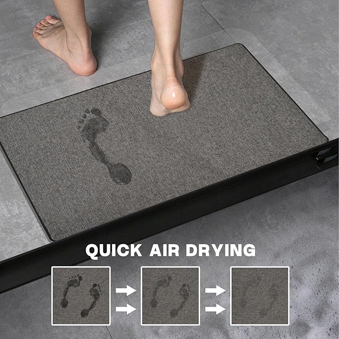 Yancorp Ultra Thin Bath Mat & Rug 16"x 28", Rubber Backed Non-Slip Bathroom Mats, Quick Dry Shower Rugs Under Door, Super Absorbent Floor Mats for Bathroom Sink & Shower Brown