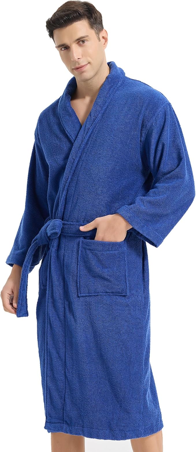 Classic Towels Bathrobe for men,Luxury Hotel Bathrobe,Cotton Terry Cloth Robe,Long Unisex Thick Plush Robe