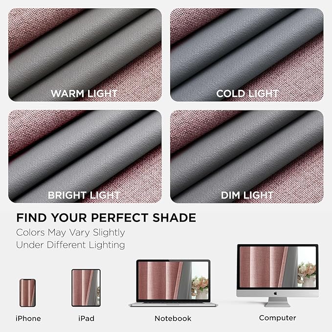 Joydeco Light Pink Blackout Curtains 108 Inches Long, Extra Long Curtains 108 Inch Length 1 Panel for Bedroom, Thermal Insulated Linen Black Out Curtains with Grommets(100x108, Light Pink)