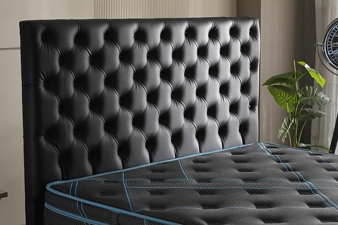 Ottomanson Twin 13" Luxury Black vBlue Eurotop Mattress - Inspired by Ancient Egypt - Medium-Firm Memory Foam Comfort - Premium Quilted Cover - Made in USA - Fiberglass-Free - Bed in a Box
