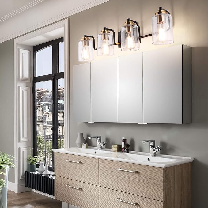 SOLFART Vintage 4 Light Bathroom Vanity Light Bathroom Light Fixtures Over Mirror Wall Sconce Bath Lighting restoom 4 Lights