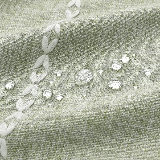 MitoVilla Boho Small Stall Fabric Shower Curtain 36 x 72, Sage Green Half Size Narrow Polyester Linen Tassel Cloth Shower Curtains for Chic Modern Farmhouse Country Bathroom Decor