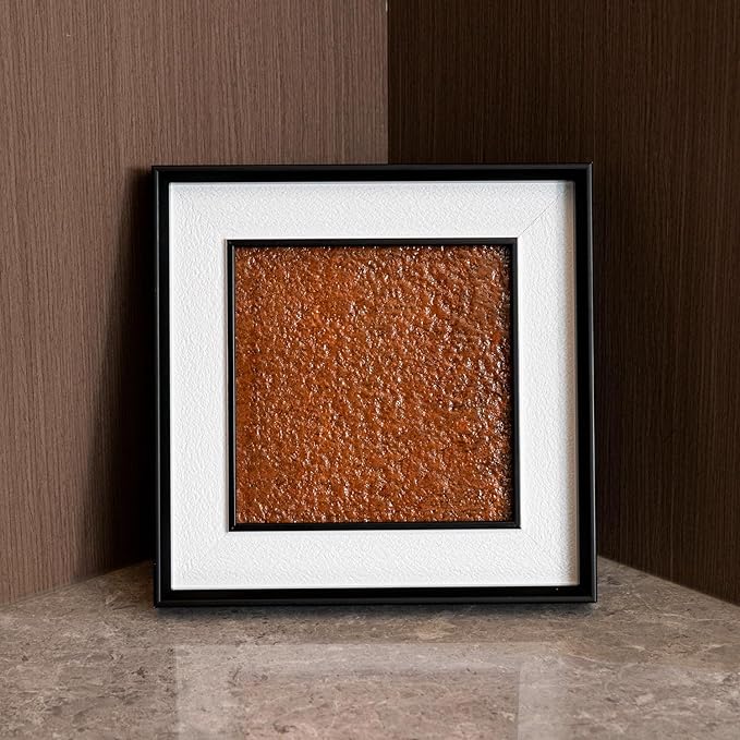 Natural Marble Decorative Wall Art Home Decor for Bedroom Hand Made Abstract Lithographic Painting for Living Room Aesthetic Classroom Farmhouse Heavy Texture Picture Frames 10x10 inch Wood Grain Red