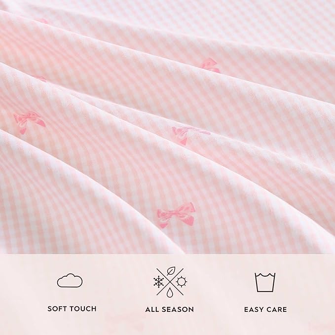 Laura Ashley Kids - Full Sheet Set, Soft & Wrinkle-Resistant Toddler Bedding Set, Deep Pockets, Girl Bed Sheets with Matching Fitted Sheet & Pillowcases (Tiny Bows Pink)