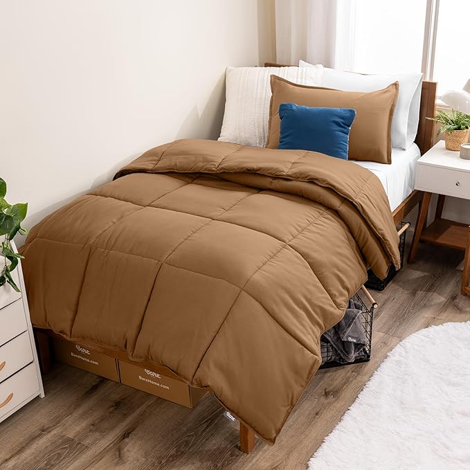 Bare Home Comforter Set - Twin/Twin Extra Long Size - Ultra-Soft - Goose Down Alternative - Premium 1800 Series - All Season Warmth (Twin/Twin XL, Caramel)