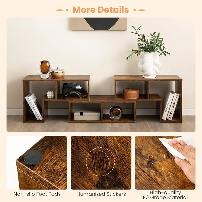 Tangkula 3 Pieces Console TV Stand, Free-Combination Entertainment Center for 50 55 60 65 Inch TV, Minimalist Modern Media Stand, DIY Open Storage Bookcase Shelf for Living Room (Brown)