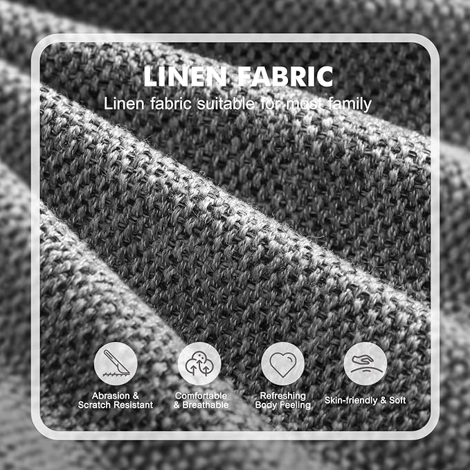 CDCASA Accent Chair, Linen Fabric Oversized Mid Century Modern Chair Set of 2, Comfy Upholstered Armchair Reading Accent Chairs Sofa Chairs for Bedroom Living Room, Dark Grey