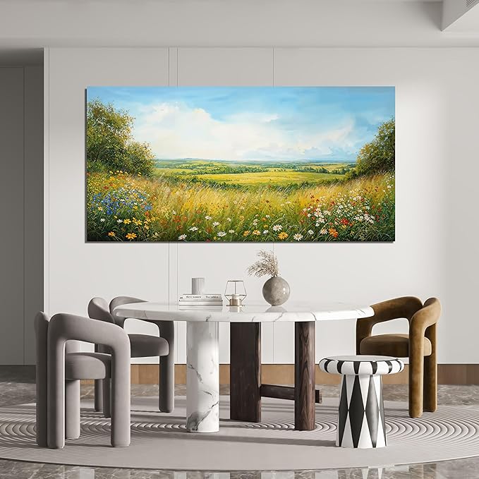 Canvas Wall Art Decor Modern Large Landscape Wall Art For Living Room Green Botanical Wall Art Green Floral Wall Decor Artwork for Walls Canvas Prints Art Work For Home Office Wall Decor 29" X 58"