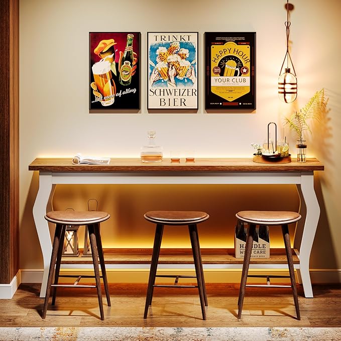 Tribesigns 70.9 Inches Extra Long Sofa Table Behind Couch, Vintage Console Entry Table with 2-Tier Storage for Hallway, Entryway, Living Room, White & Light Oak