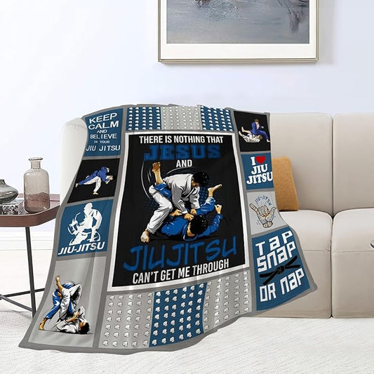 Jujitsu Gifts Blanket Jujitsu Throw Blankets Cozy Fleece Flannel Blanket Soft Warm Plush Lightweight Blanket Jiu Jitsu Gifts for Men Boys for Couch Sofa Bed 60"X80"
