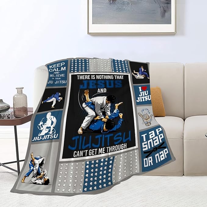 Jujitsu Gifts Blanket Jujitsu Throw Blankets Cozy Fleece Flannel Blanket Soft Warm Plush Lightweight Blanket Jiu Jitsu Gifts for Men Boys for Couch Sofa Bed 40"X50"
