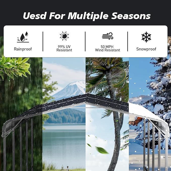 HOMPUS 10x20 FT Metal Carport, Enhanced Base Oversized Garage Carports, Heavy Duty Canopy with Galvanized Steel Roof, Outdoor Shelter Shade for Car, Boats and Tractors