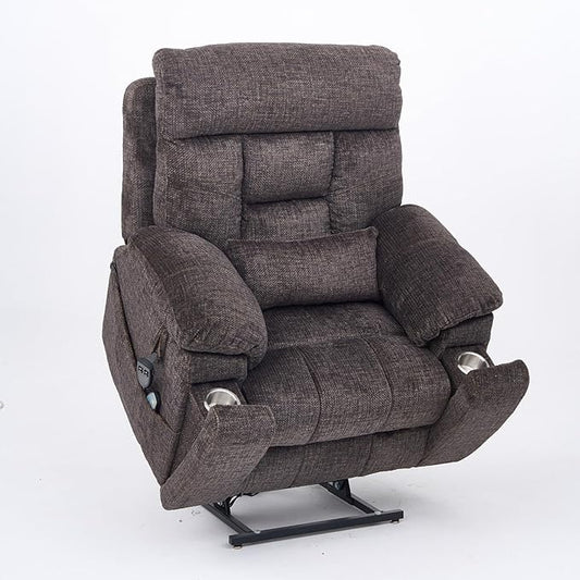 Power Lift Recliner Chair for Elderly, Oversized Lift Chair with Heat and Massage, 26in Extra Wide Recliner Chair for Big Man 400lbs, Hidden Cup Holder Lay Flat Recliner Chairs for Sleeping, Charcoal