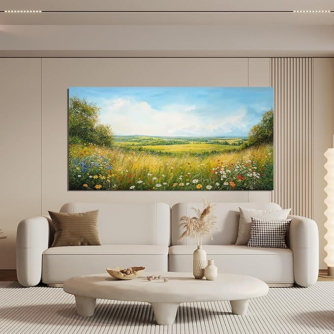 AIXMGSJS Canvas Wall Art Decor Modern Landscape Large Wall Art For Living Room Green Botanical Wall Art Artwork For Wall Green Floral Wall Decor Canvas Prints Art Work For Home Office Decor 24" X 48"