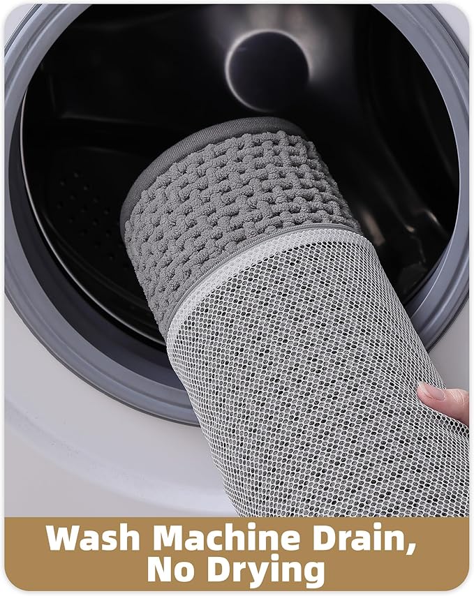 Color&Geometry Ultra Soft Chenille Bathroom Rugs Non Slip Rubber Backing, Machine Washable, Super Absorbent Floor Mat for Bathroom, Bathtub & Shower, Quick Dry Gray Small Bath Mat, 16"x24"