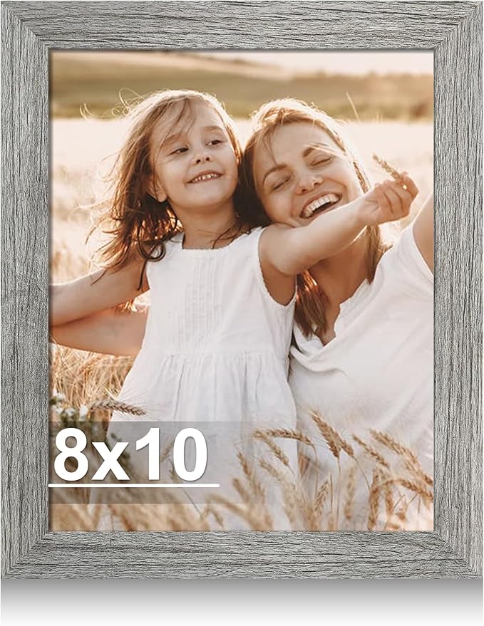 8x10 Picture Frame, Made of Real Glass and Wooden Frame, Horizontal and Vertical Display for Wall or Tabletop (Grey, 1 Pack)