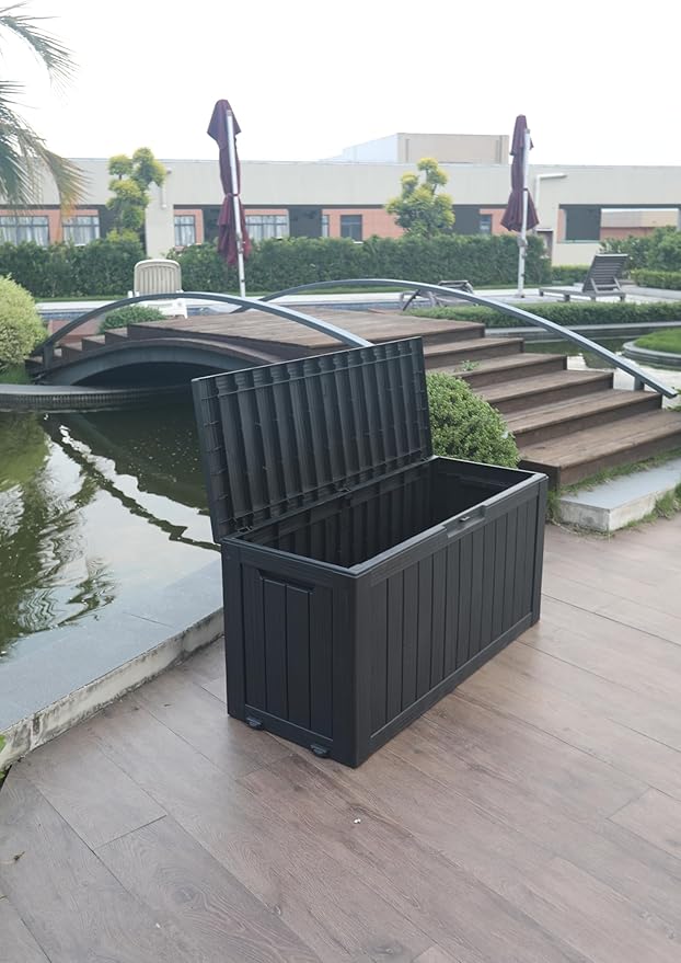 BTEXPERT 70 Gallon Outdoor Storage Container Deck Box for Patio Furniture Garden Tools Cushions Sports Equipment Waterproof Lockable Stainless Steel insert UV Resistant
