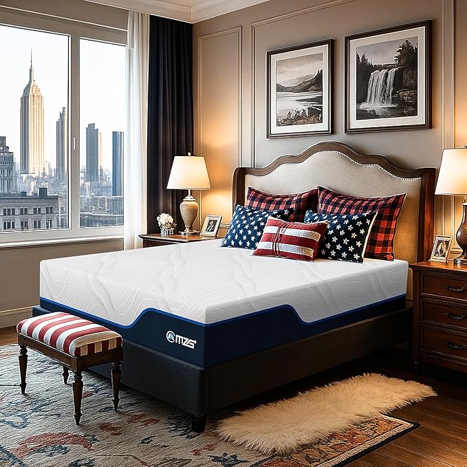 12 Inch Queen Size Plush Hybrid Mattress, Gel-Infused Memory Foam Pillow Top & High-Density White Support Foam, Cooling & Breathable, CertiPUR-US Certified, Mattress in a Box