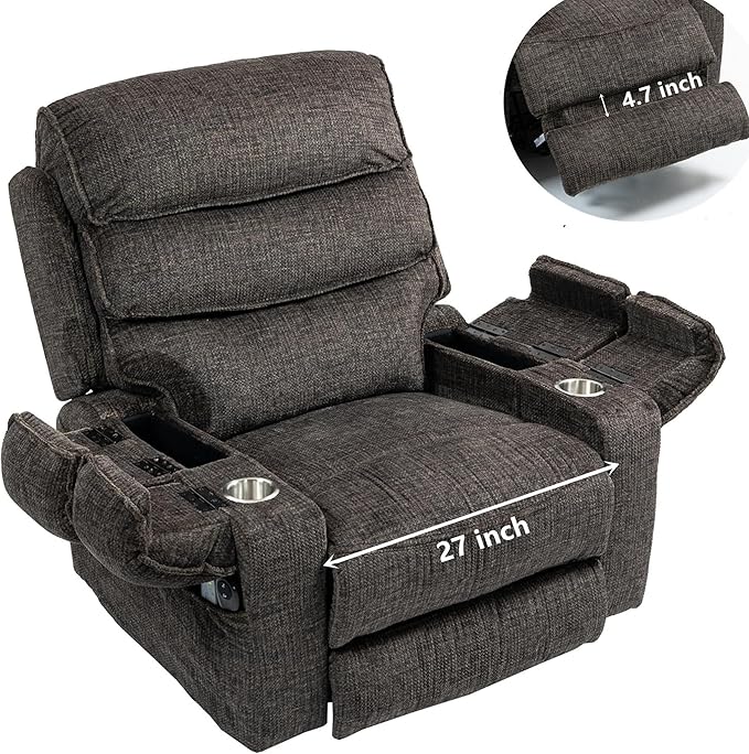 Oversized Lift Recliner with Extended Footrest for Seniors, Heavy Duty Recliners with Heat Massage, Extra Wide Seat, Arm Storage & Cup Holders, Lay Flat 160° for Elderly Big Tall Man 400lb