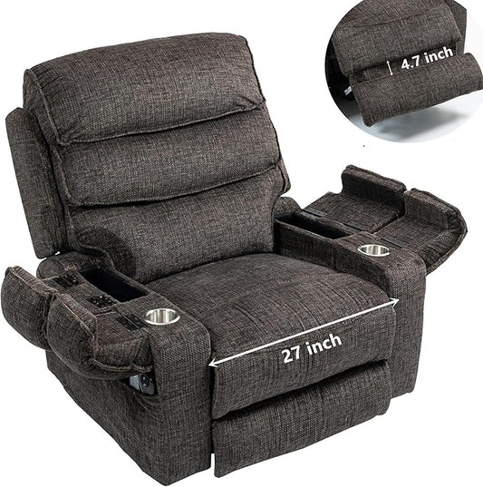 Oversized Lift Recliner with Extended Footrest for Seniors, Heavy Duty Recliners with Heat Massage, Extra Wide Seat, Arm Storage & Cup Holders, Lay Flat 160° for Elderly Big Tall Man 400lb