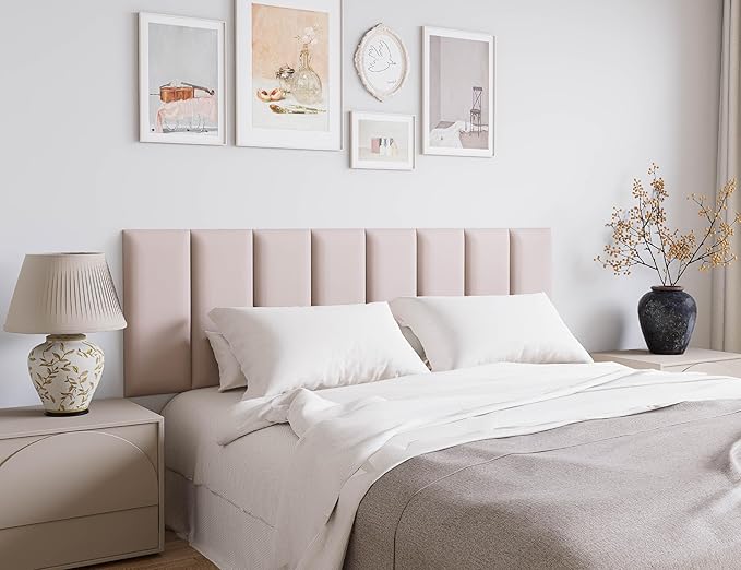 Peel and Stick Headboard Queen Size, 9PCS Upholstered Tufted Wall Mounted Bed Headboard Panels, Espaldar de Cama Queen, Modern Wall Panels for Bedroom, 10"x24" Each,Pink