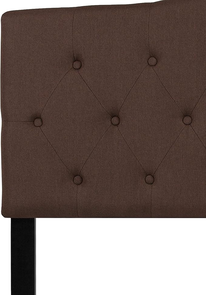 Flash Furniture Cambridge Tufted Upholstered Queen Size Headboard in Dark Brown Fabric