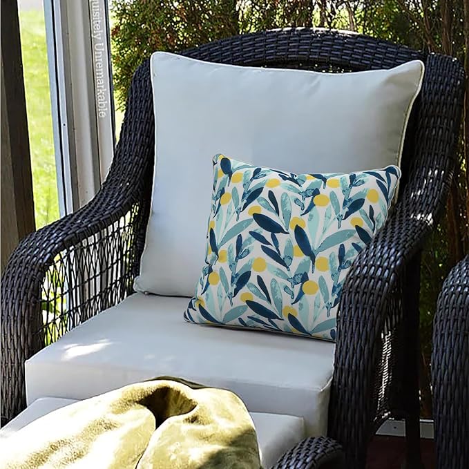 LVTXIII Set of 2 Patio Throw Pillows Waterproof 20"x20" Fade Resistant Outdoor Throw Pillows with Inserts, Fluffy Decorative Garden Toss Pillow Cushions for Home Patio Coach Sofa Use, Leaves Multi