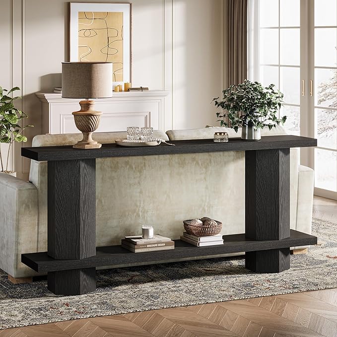 Tribesigns 71-Inch Long Console Table for Entryway, Wooden Sofa Table Behind Couch, for Living Room, Hallway, Foyer, Black