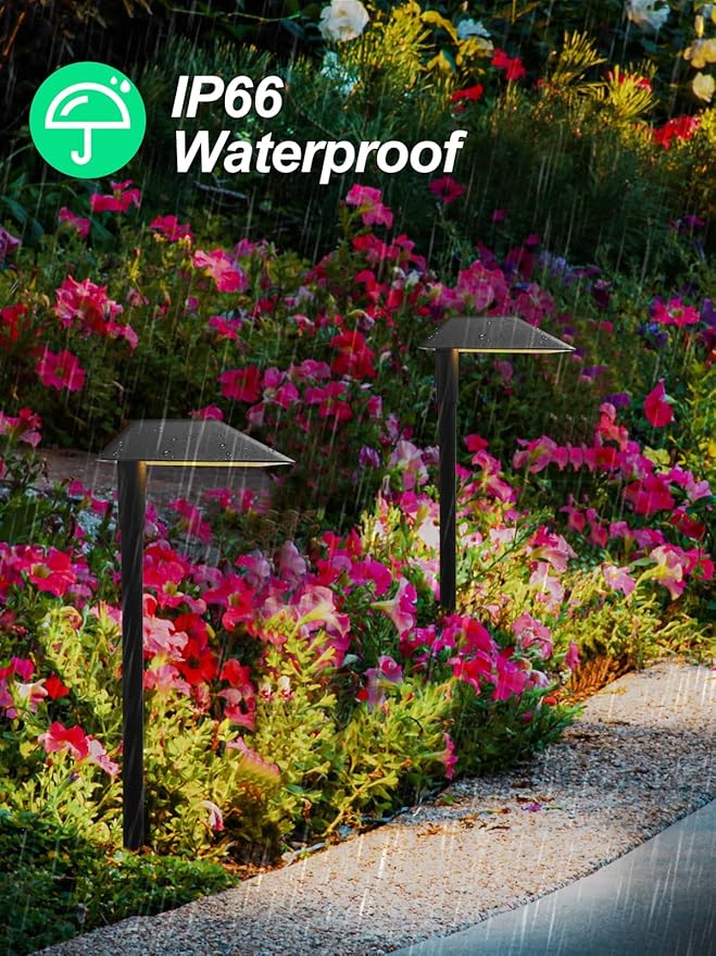 5W Low Voltage Landscape Pathway Lights with Connectors,12-24V Outdoor Path Lights, 3000K Wired Landscape Lights for Yard Garden Walkway, IP66 Waterproof（8Pack）